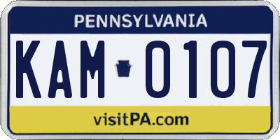 PA license plate KAM0107