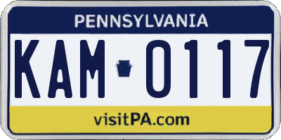 PA license plate KAM0117