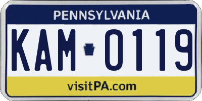 PA license plate KAM0119