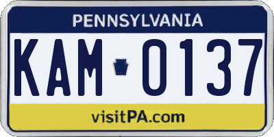 PA license plate KAM0137