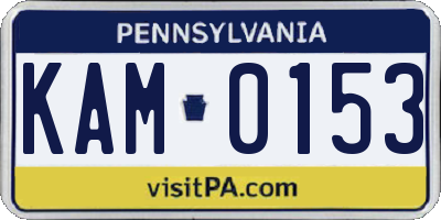 PA license plate KAM0153