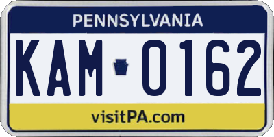 PA license plate KAM0162