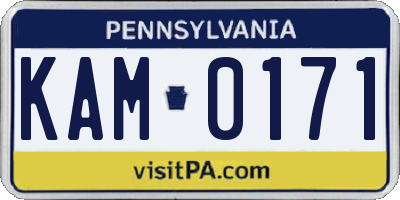 PA license plate KAM0171