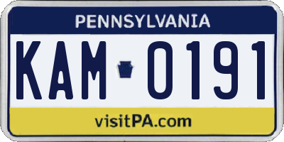 PA license plate KAM0191
