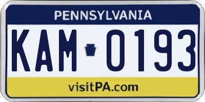 PA license plate KAM0193