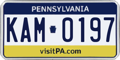 PA license plate KAM0197