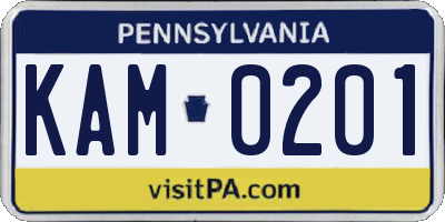 PA license plate KAM0201