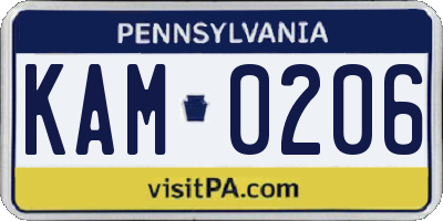 PA license plate KAM0206