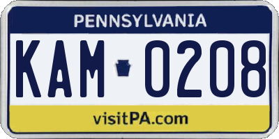 PA license plate KAM0208