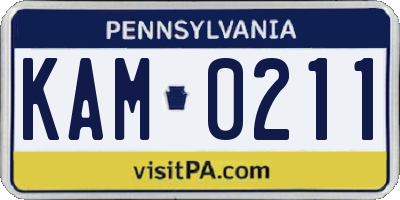 PA license plate KAM0211