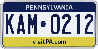 PA license plate KAM0212