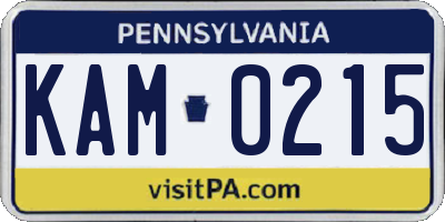 PA license plate KAM0215