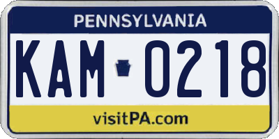 PA license plate KAM0218