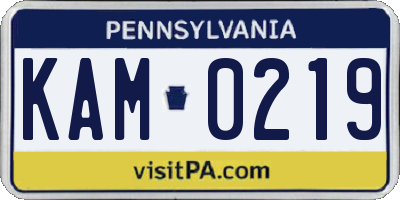 PA license plate KAM0219