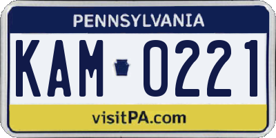 PA license plate KAM0221