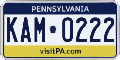 PA license plate KAM0222