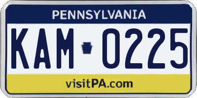 PA license plate KAM0225