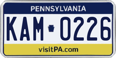 PA license plate KAM0226