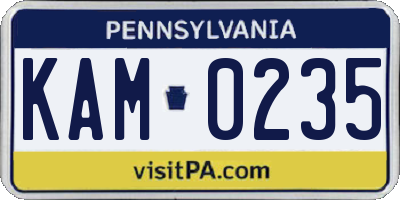 PA license plate KAM0235