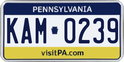 PA license plate KAM0239