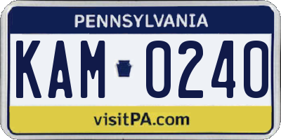 PA license plate KAM0240