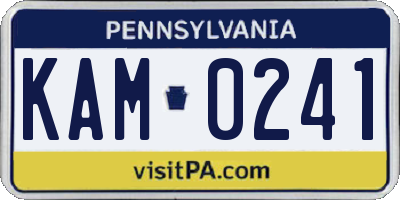 PA license plate KAM0241