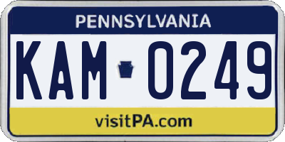 PA license plate KAM0249