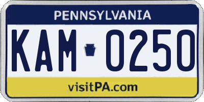 PA license plate KAM0250