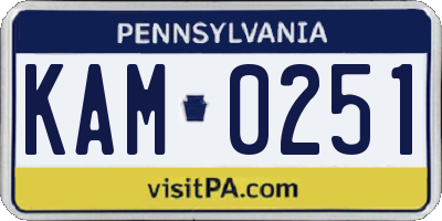 PA license plate KAM0251