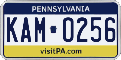 PA license plate KAM0256