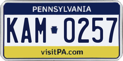 PA license plate KAM0257