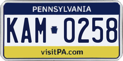 PA license plate KAM0258