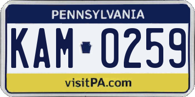 PA license plate KAM0259