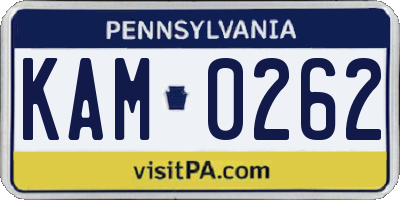 PA license plate KAM0262