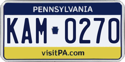 PA license plate KAM0270