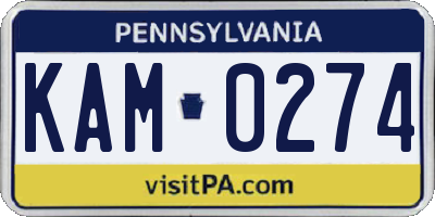 PA license plate KAM0274