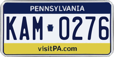 PA license plate KAM0276