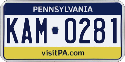 PA license plate KAM0281