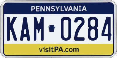 PA license plate KAM0284