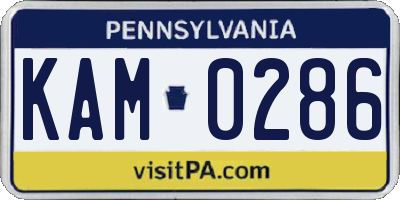 PA license plate KAM0286