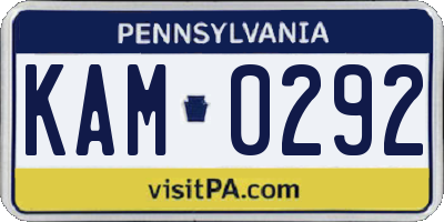 PA license plate KAM0292