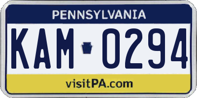 PA license plate KAM0294
