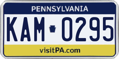 PA license plate KAM0295