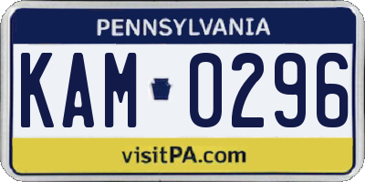 PA license plate KAM0296