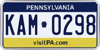 PA license plate KAM0298