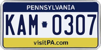PA license plate KAM0307
