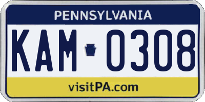 PA license plate KAM0308