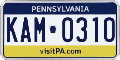 PA license plate KAM0310