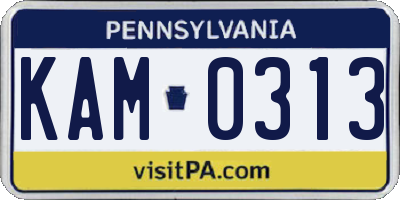 PA license plate KAM0313