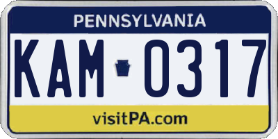 PA license plate KAM0317
